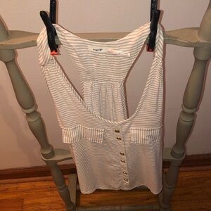 Poetry Striped Scoop Tank Top in white/cream and Light Brown